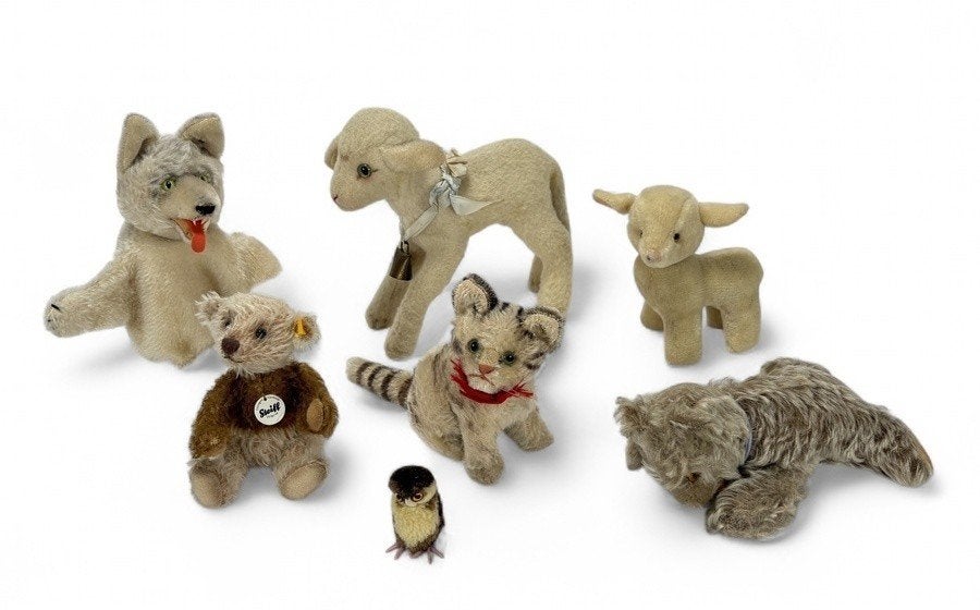 1096. Knuffels - teddybeertje, wolf, lammetjes e.a. 20e eeuw, Antiek en Kunst, Ophalen of Verzenden