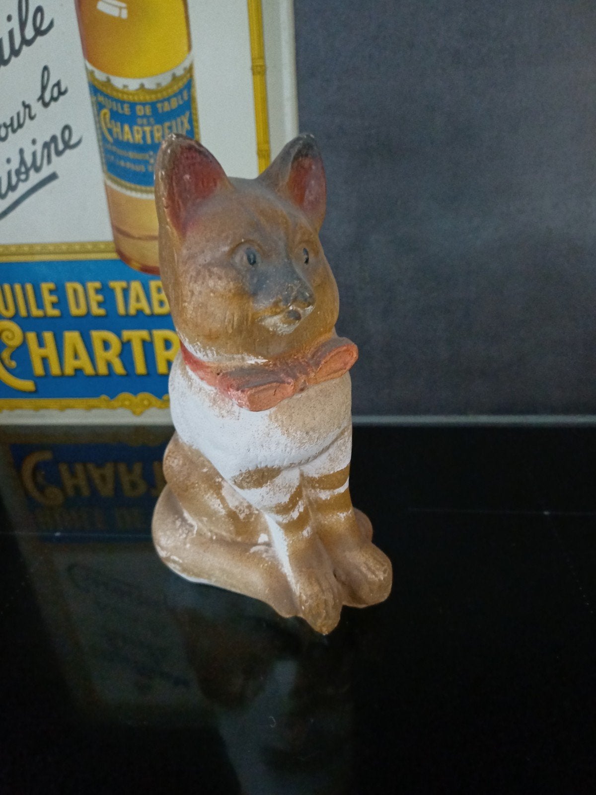 Bijzondere decoratieve antieke Franse Spaarpot Kat Poes, Verzenden