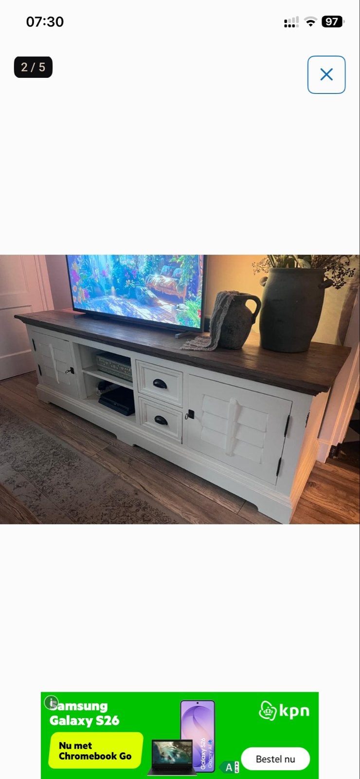 TV-meubel 180cm landelijk - Tower Living Palermo, Ophalen, 150 tot 200 cm, Nieuw, Landelijk