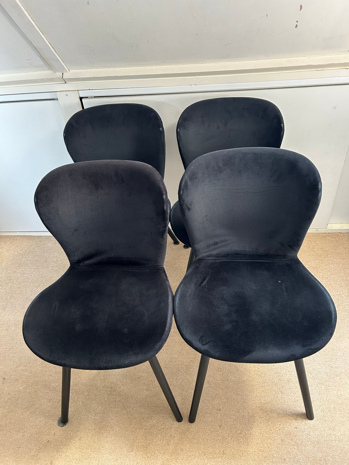 Set van 4 zwarte stoelen - Gebruikt, Ophalen, Gebruikt, Zwart, Vier