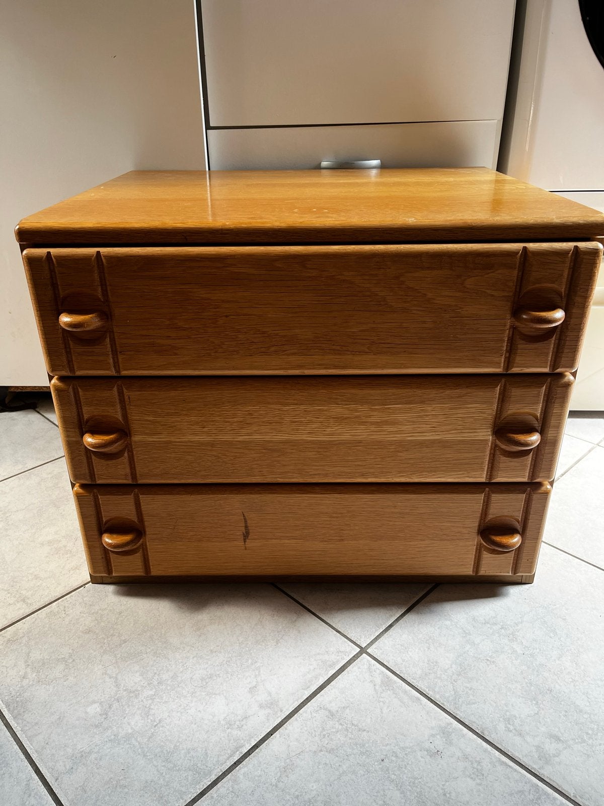 Eikenhouten ladekastje met 3 laden, Huis en Inrichting, Kasten | Ladekasten, Gebruikt, Eikenhout, 3 of 4 laden, Minder dan 100 cm