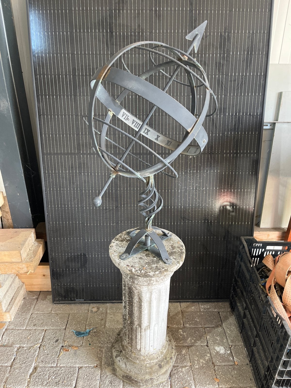 Decoratieve Zonnewijzer met Sokkel - Tuinornament, Ophalen, Gebruikt
