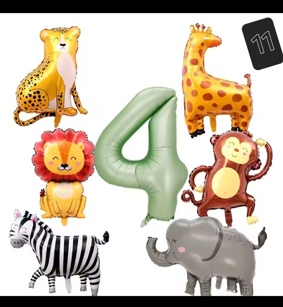 Nieuwe Safari Dieren Ballonnen Set met Cijfer 4, Ophalen, Nieuw, Versiering, Verjaardag