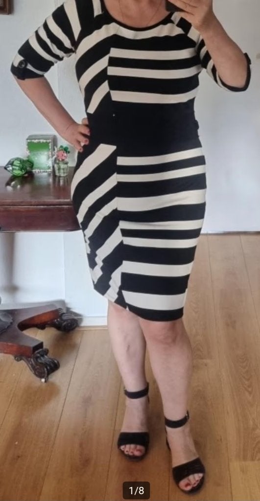 Gestreepte jurk van Dept maat xxl, Verzenden, Wit, Maat 42/44 (L), Nieuw