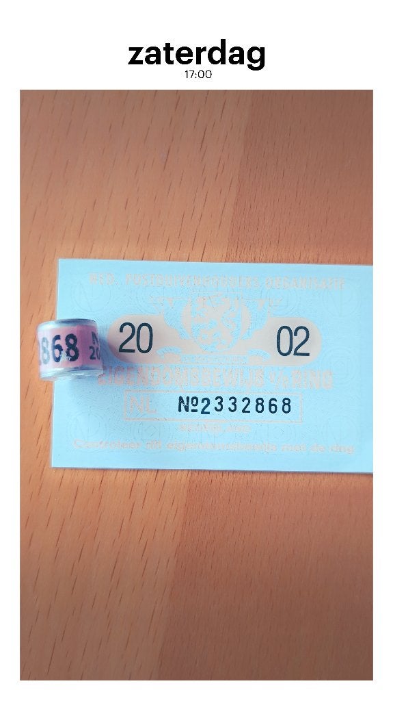 Duivenring met eigendomsbewijs 2002, Ophalen of Verzenden, Vogel, Overige typen