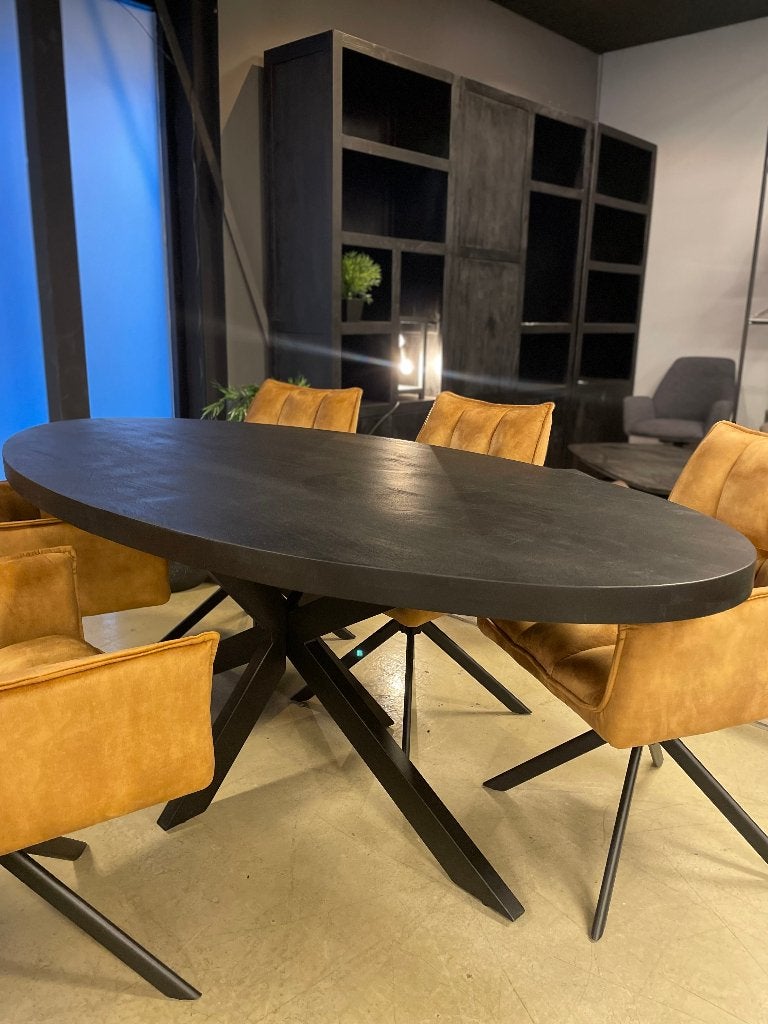 MAGAZIJN LEEGVERKOOP OVAAL MANGO DIK BLAD CHEFMEUBEL ! 259, Huis en Inrichting, Stoelen, Zwart, Nieuw, Ophalen of Verzenden, Modern