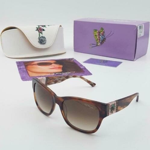 Zonnebril Ed Hardy Black Rose Brown Horn 54-18-135, Overige merken, Zonnebril, Bruin, Nieuw