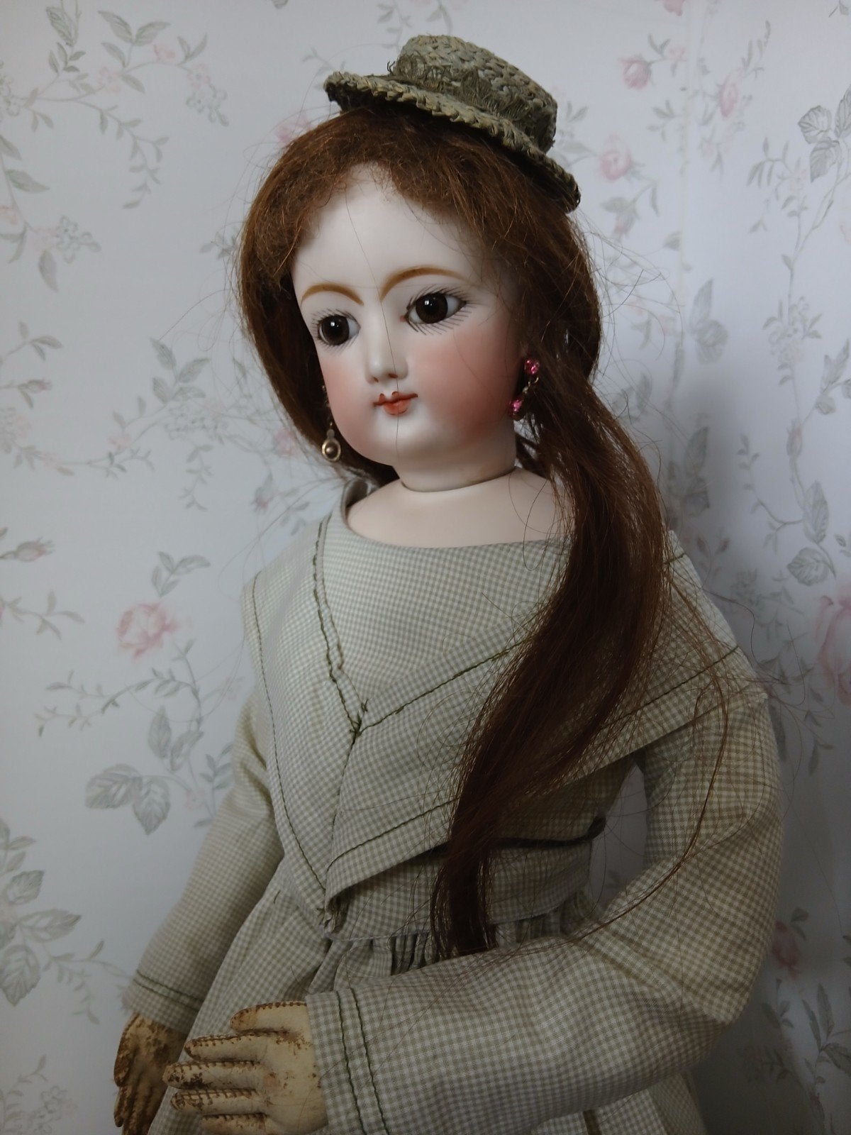 Antieke Franse porseleinen mode pop Gaultier 50 cm groot, Ophalen of Verzenden