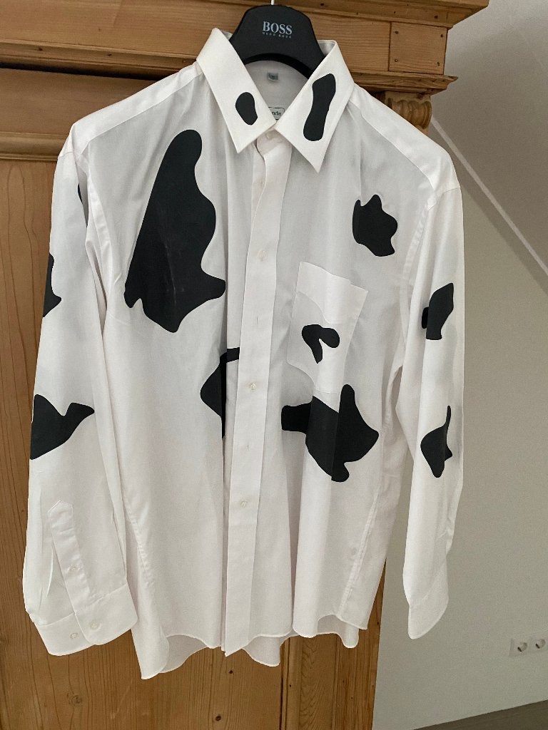 Carnaval koeienhemd maat 43-17, Carnaval, Maat 56/58 (XL), Ophalen of Verzenden, Zo goed als nieuw