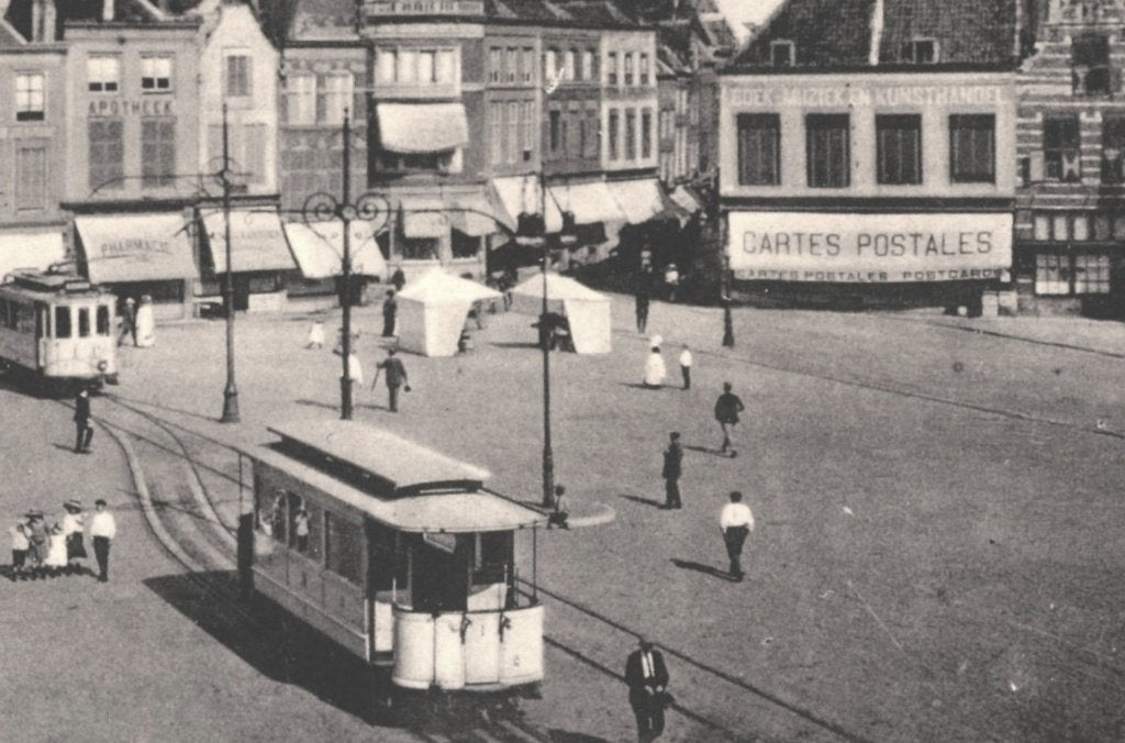 700386 Middelburg Markt Tram Z Nette oude kaart onbeschreven, Verzamelen, Ophalen of Verzenden, Voor 1920, Ongelopen, Zeeland