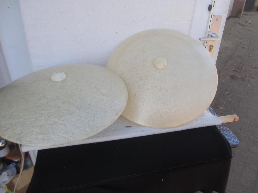 Vintage (2x) Philips NRB113E/01 plafondlamp fiberkap 1964