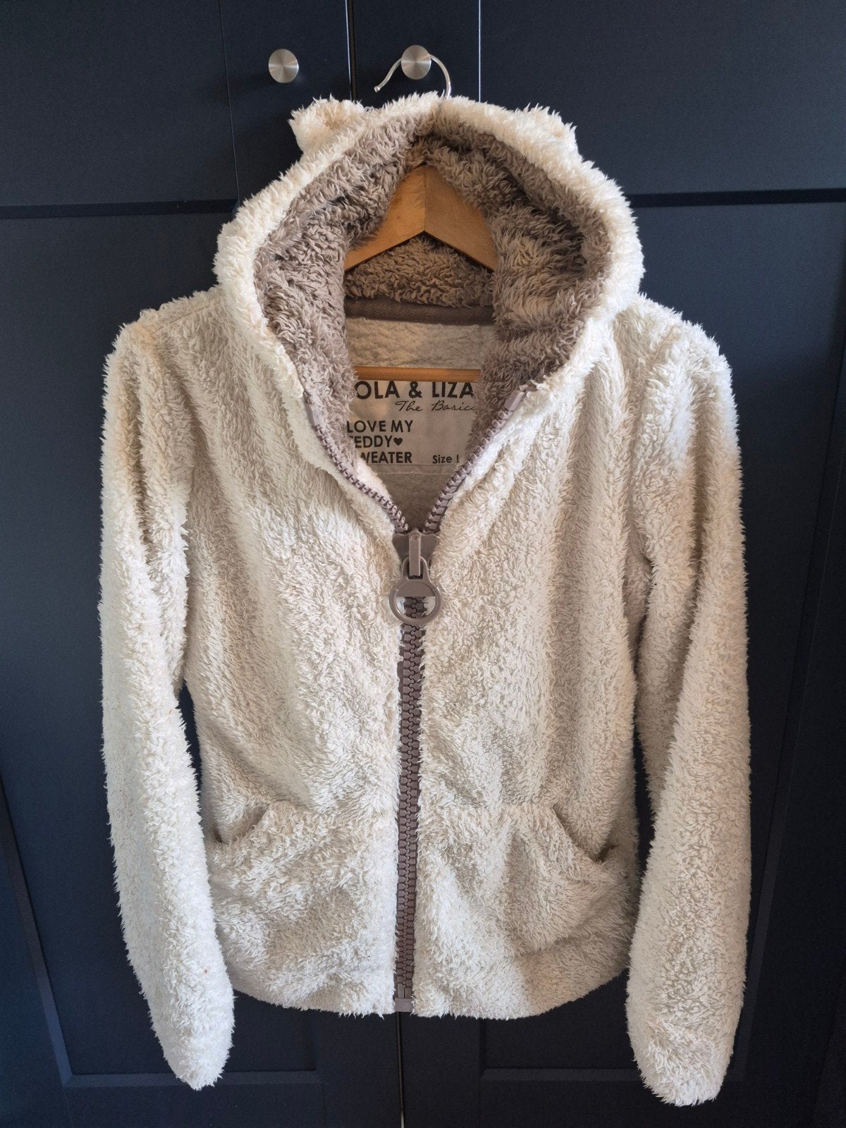 Heerlijk warm & zacht teddyvest met capuchon maat L LolaLiza, Wit, Maat 42/44 (L), Ophalen of Verzenden, Zo goed als nieuw