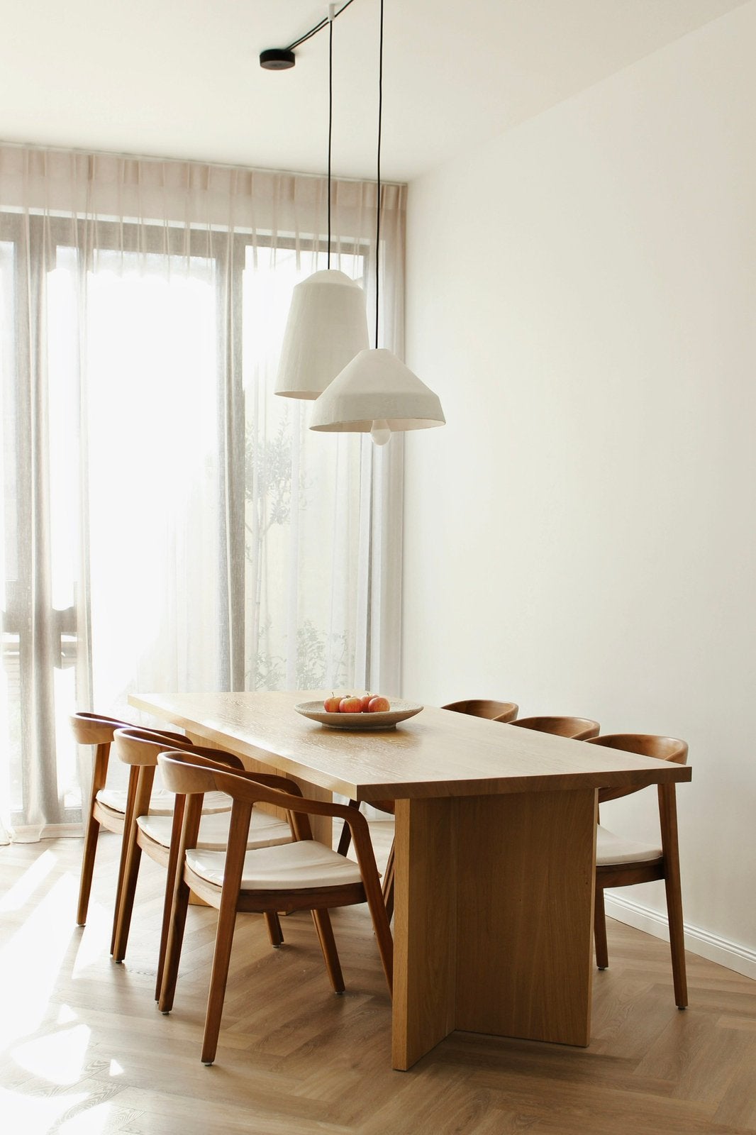 Fineer houten eettafel 90x220 cm, Huis en Inrichting, Tafels | Eettafels, Gebruikt, 200 cm of meer, Vijf personen of meer, Rechthoekig