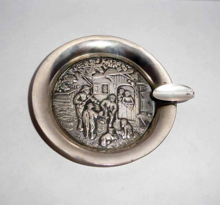 Asbak Zilver Oud Hollands tafereel Alex Meijer, Antiek en Kunst, Verzenden, Zilver