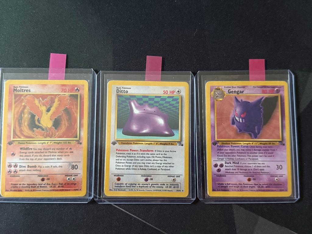Pokémon Fossil 1st Edition - Holo Moltres Kaart, Ophalen of Verzenden, Gebruikt, Losse kaart, Foil