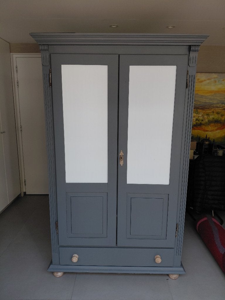 Kast, hout- grijs geverfd, Antiek en Kunst, Ophalen