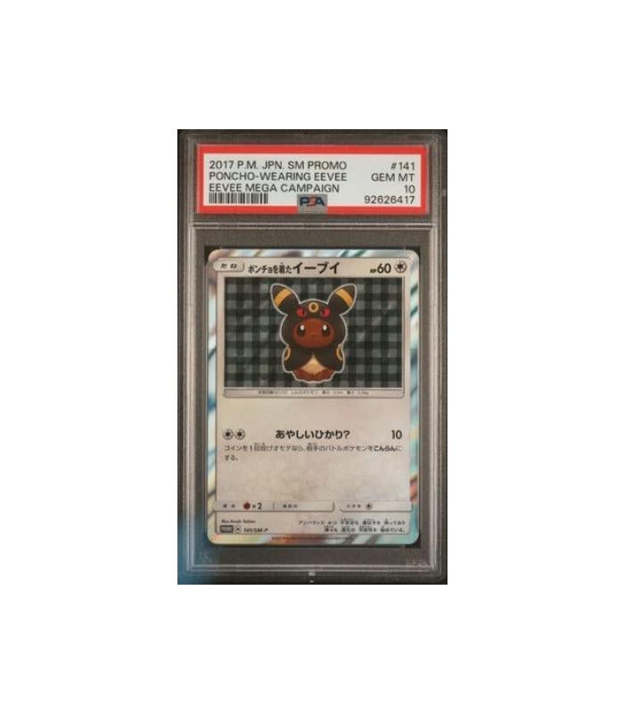 Pokemon Poncho-wearing Eevee Sun & Moon Promo #141 PSA 10, Ophalen of Verzenden, Zo goed als nieuw, Losse kaart, Foil