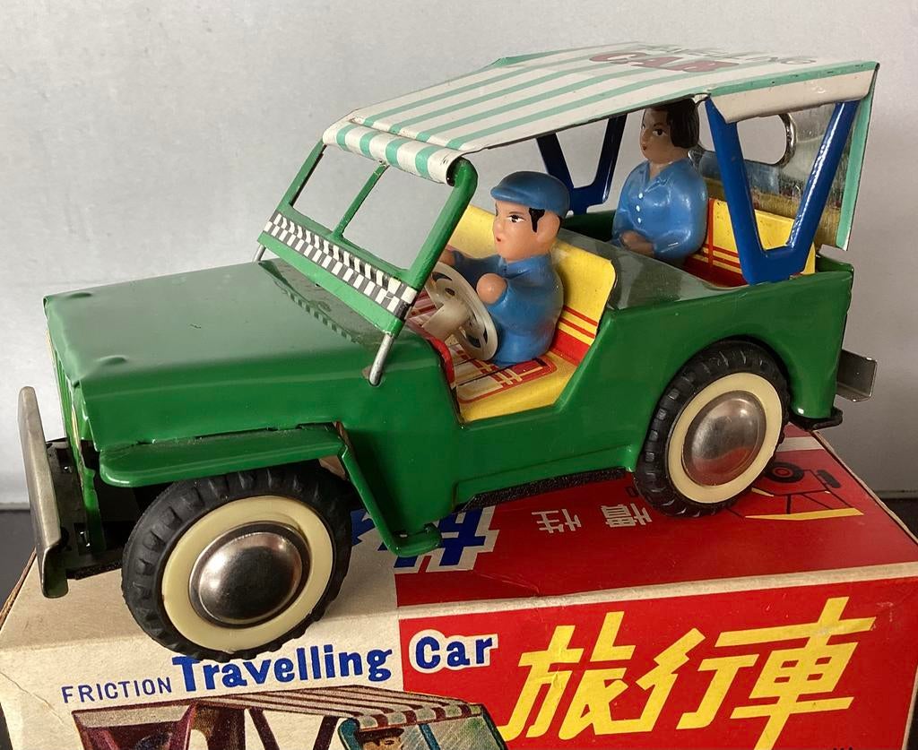 Vintage blikken Travelling Car,Willy’s Jeep,MF 739,China,OVP, Ophalen