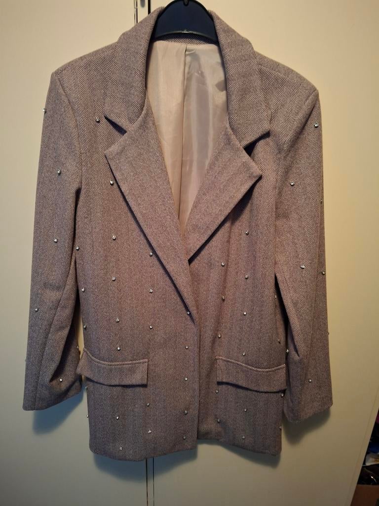 Blazer met Steentjes - Maat M, Kleding | Dames, Jasjes, Kostuums en Pakken, Zo goed als nieuw, Jasje, Maat 38/40 (M), Bruin, Ophalen of Verzenden