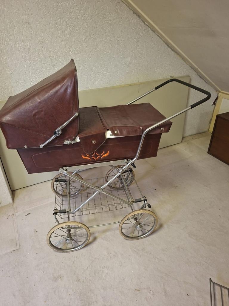 Vintage kinderwagen / wandelwagen - Bruin leer, Ophalen, Gebruikt, Kinderwagen, Overige merken