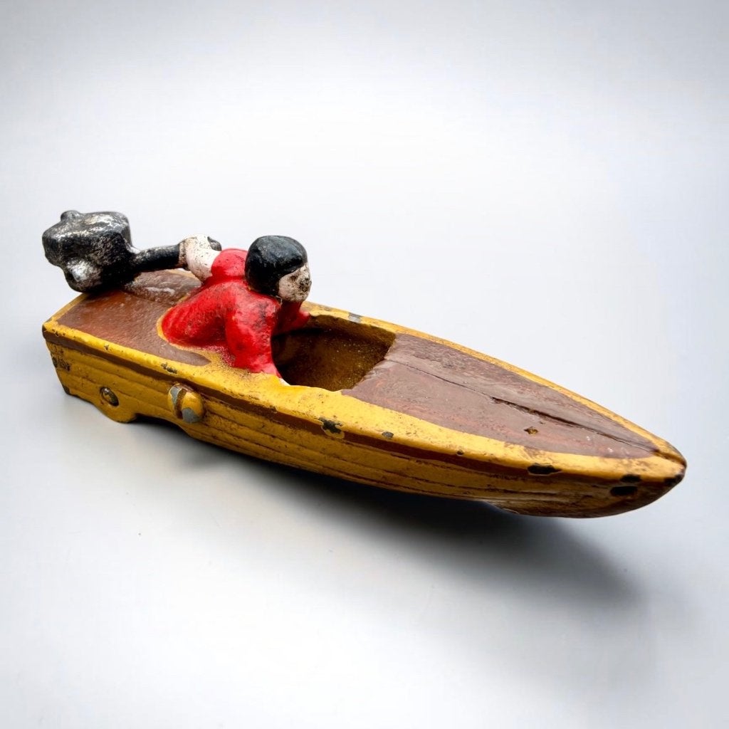 Hubley – Gietijzeren “Baby” speedboot met bestuurder – 1930, Antiek en Kunst, Ophalen of Verzenden