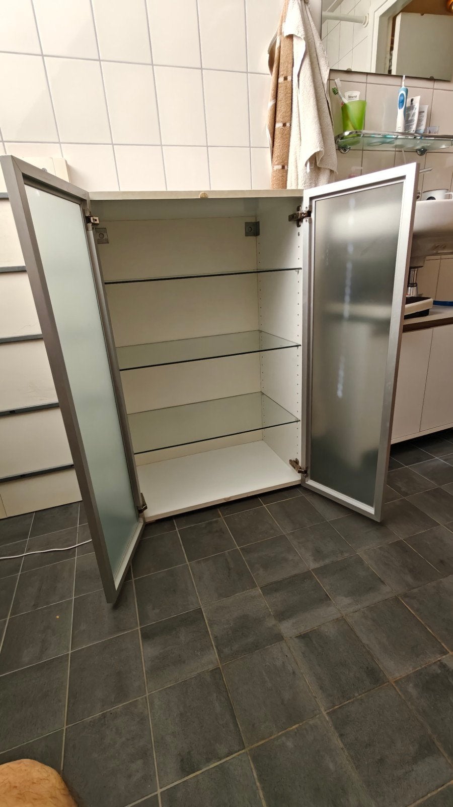 Ikea Faktum bovenkast met glazen planken en deuren, Ophalen, Gebruikt