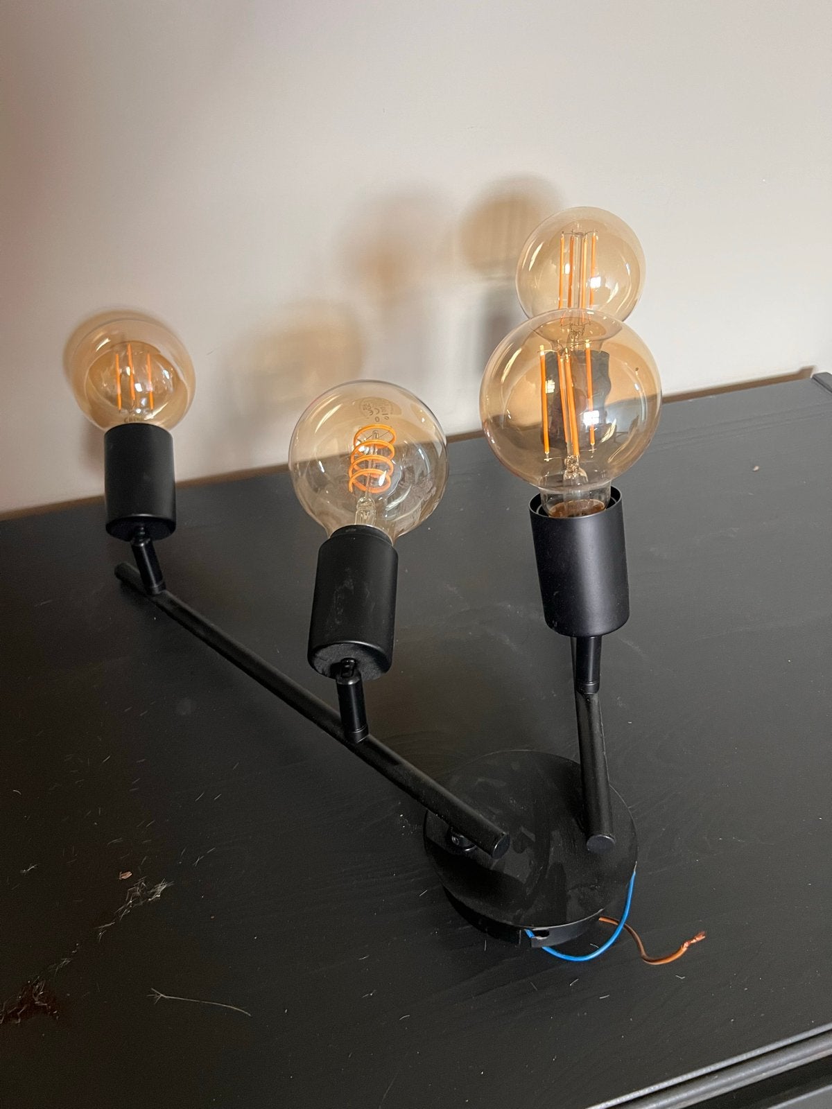 Moderne Zwarte Wandlamp met 4 Lichtpunten, Ophalen, Gebruikt