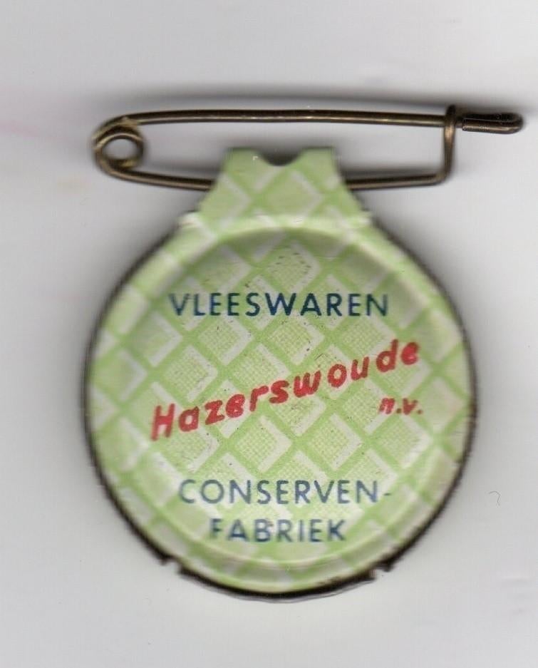 Speldje VLEESWAREN CONSERVENFABRIEK HAZERSWOUDE NV (A8), Ophalen of Verzenden, Gebruikt, Overige onderwerpen