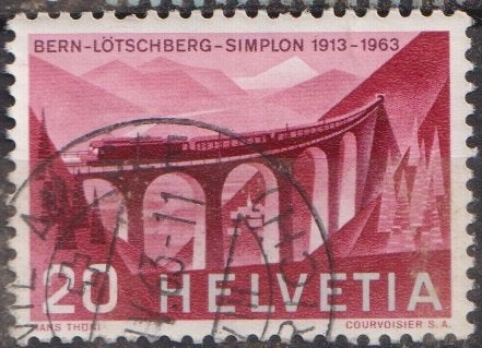 Zwitserland 1963 Spoorbrug 50 jaar Trein, Verzenden, Gestempeld, Treinen