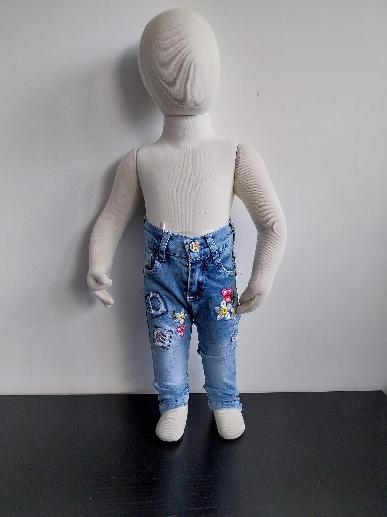 Zeni Meisjes Jeans met Geborduurde Bloemen 12-18 mnd NIEUW, SO, Zeni, Broekje, Meisje