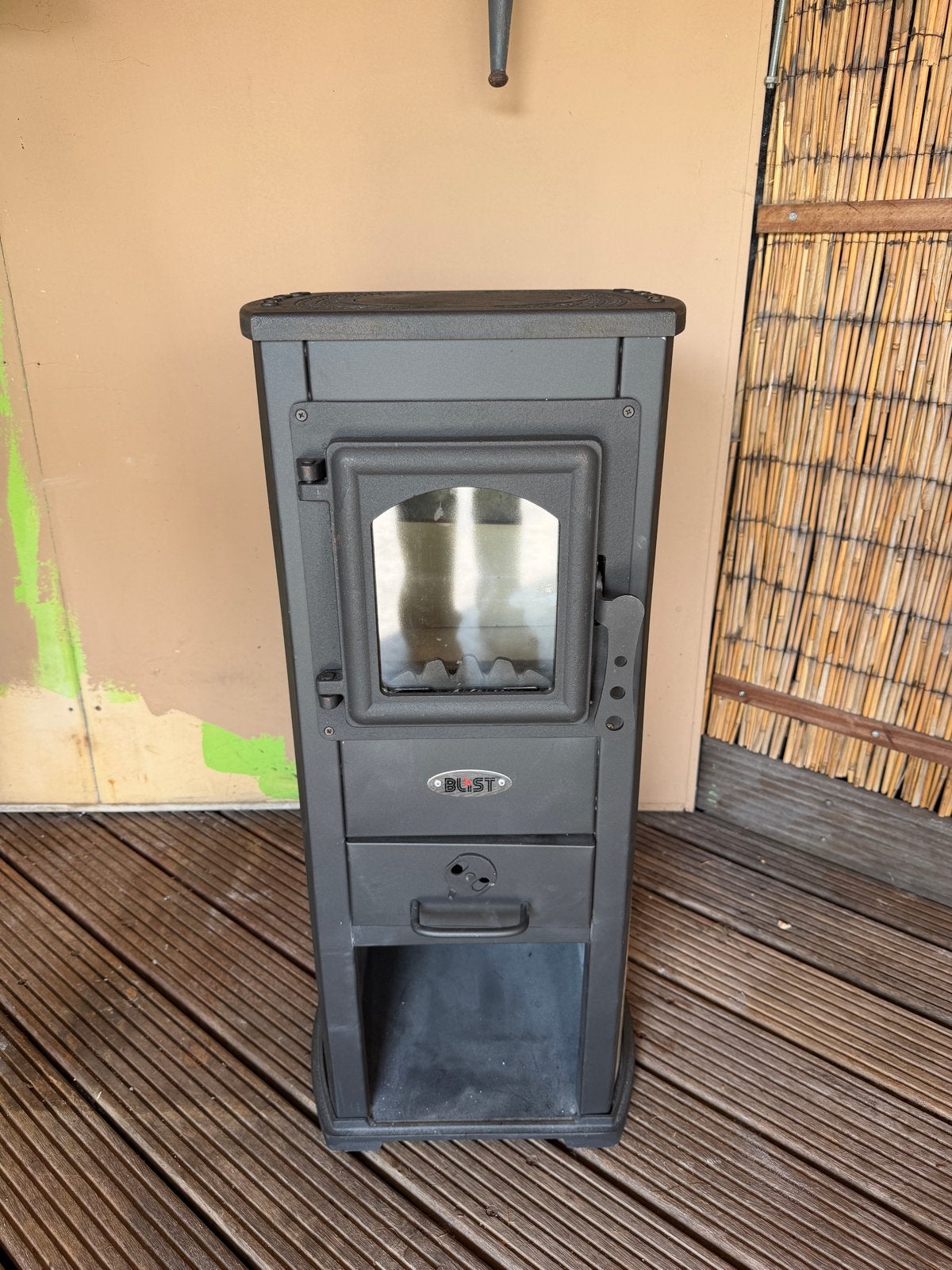 Houtkachel gietijzer - 6,6 kW -Beige/Antraciet - Nieuw, Huis en Inrichting, Kachels, Nieuw, Vrijstaand, Houtkachel, Hout, Ophalen