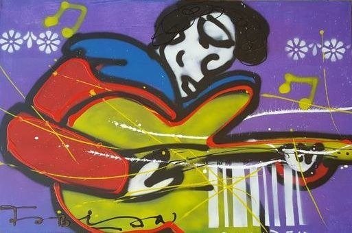 " Elvis " Acrylschilderij van Fabian, Ophalen of Verzenden, Op houten frame, Acrylverf, Figuren