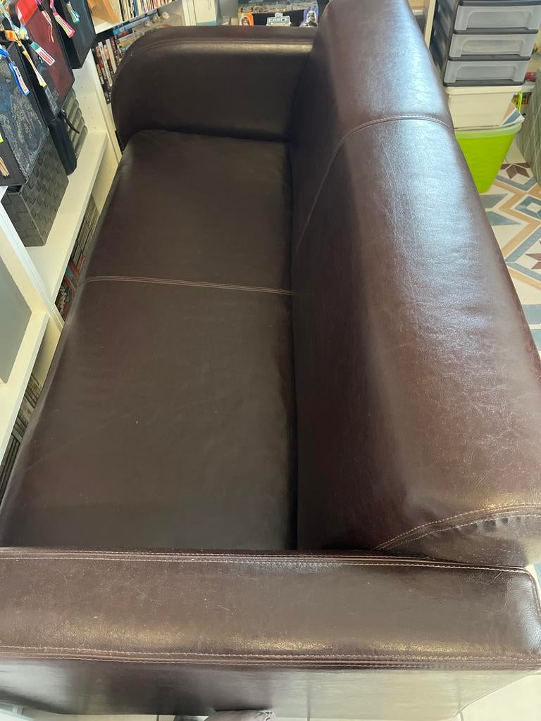 Donkerbruine bank, Ophalen, Gebruikt, 150 tot 200 cm, Tweepersoons