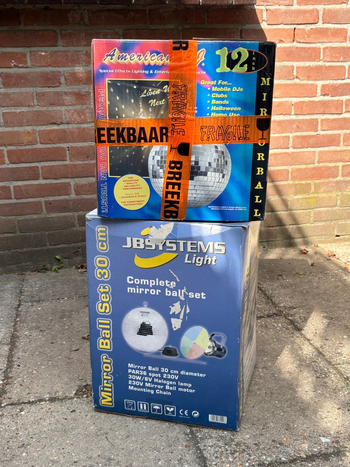 2 discoballen, amper gebruikt, Audio, Tv en Foto, Karaoke-apparatuur, Ophalen, Zo goed als nieuw, Complete set