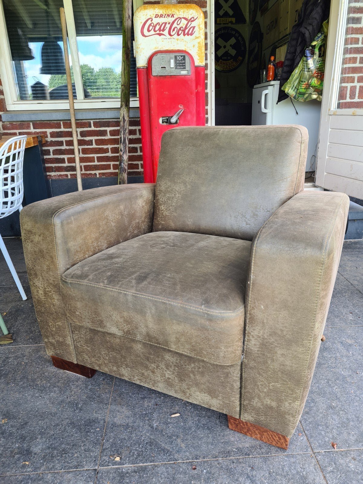 Stoere stoel fauteuil GRATIS, Huis en Inrichting, Fauteuils, Ophalen, Overige materialen, Gebruikt, 75 tot 100 cm