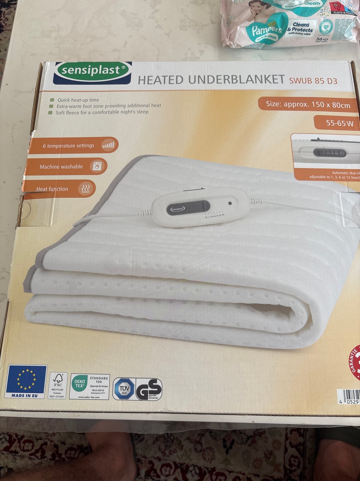 Sensiplast Verwarmde Onderdeken - 150x80cm, Ophalen, Eenpersoons, Wit, Nieuw