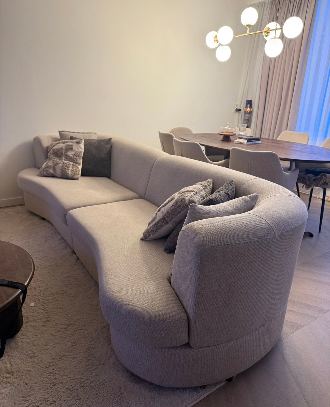 Bank met draaiende fauteuil, Ophalen, Japandi, Minder dan 75 cm, 300 cm of meer