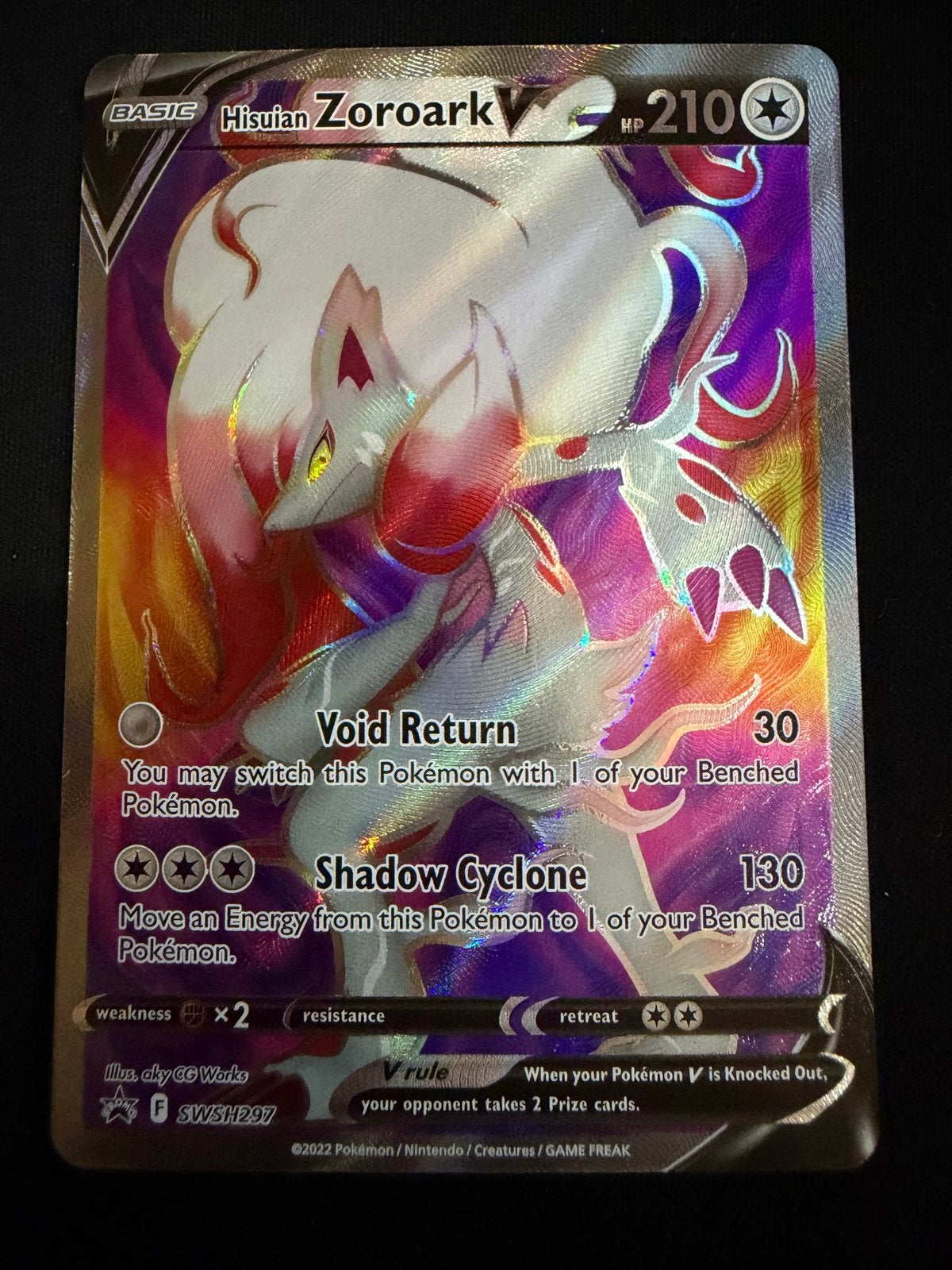 Hisuian Zoroark V SWSH297 Pokémon Kaart, Ophalen of Verzenden, Zo goed als nieuw, Losse kaart, Foil