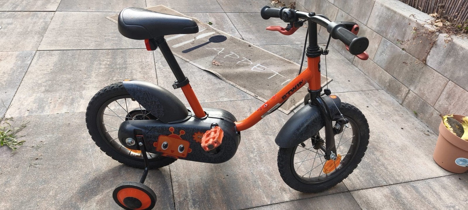 B'Twin kinderfiets 16 inch met zijwieltjes, Ophalen, Zijwieltjes, Velgrem, B'Twin