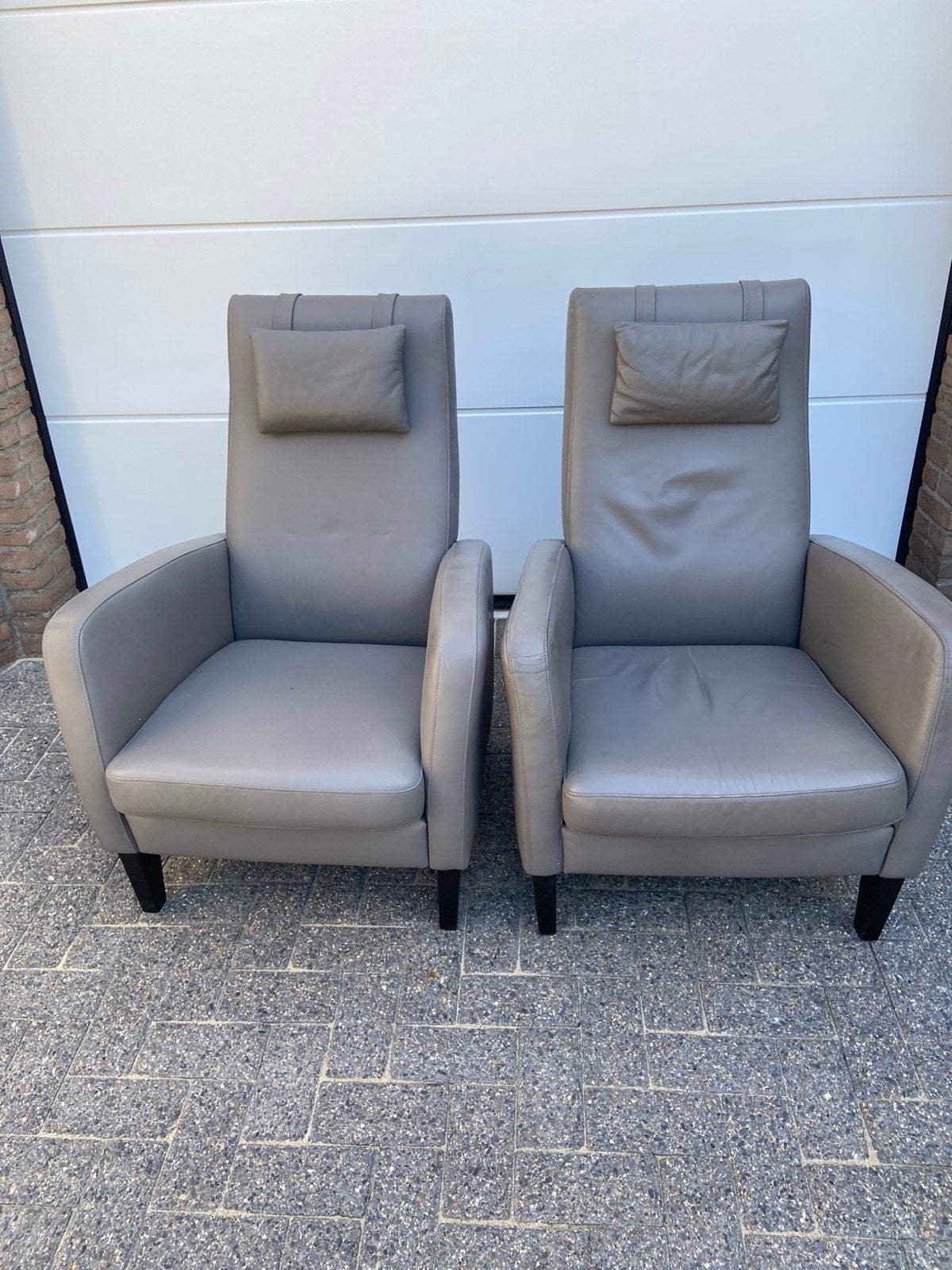2 grijze fauteuils per stuk 140€, Ophalen, Minder dan 75 cm, Nieuw, Leer