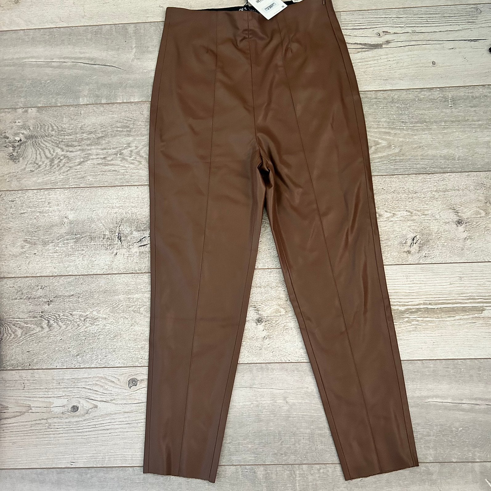Nieuwe Zara legging met leerlook – Bruin – Maat XL (NWT), Bruin, Maat 46/48 (XL) of groter, Nieuw, Ophalen of Verzenden
