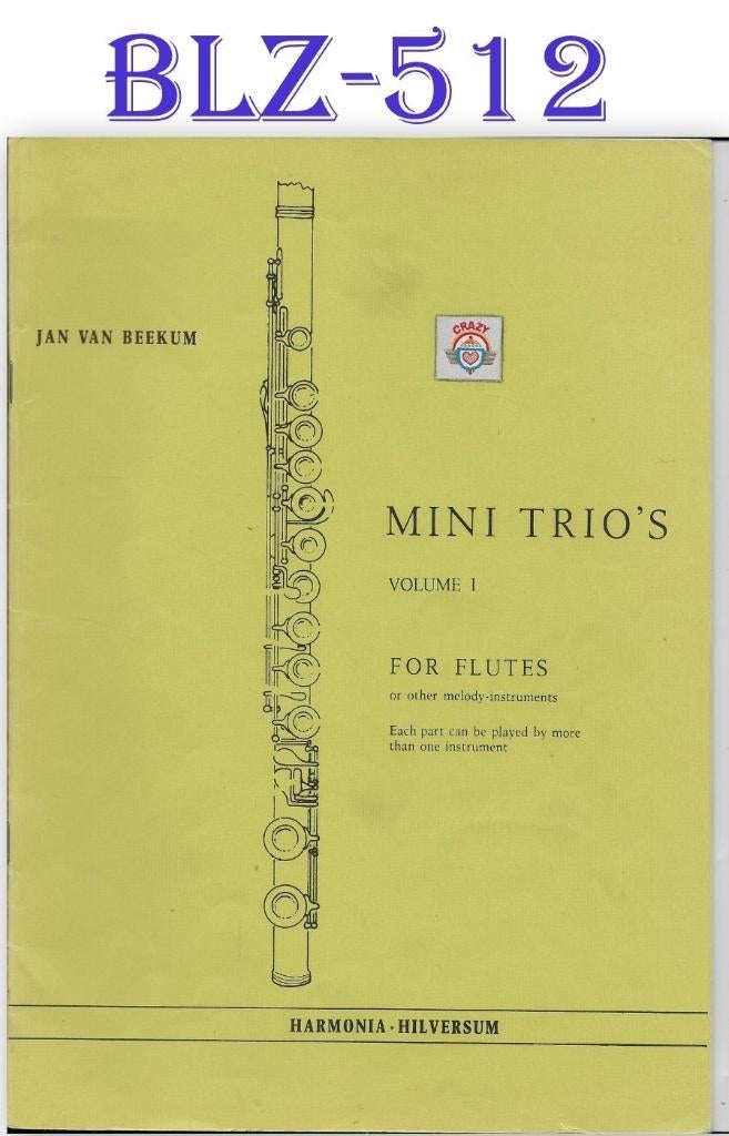 BLZ512 Bladmuziek mini Trio's voor dwarsfluit volume 1, Klassiek, Dwarsfluit of Piccolo, Ophalen of Verzenden, Zo goed als nieuw