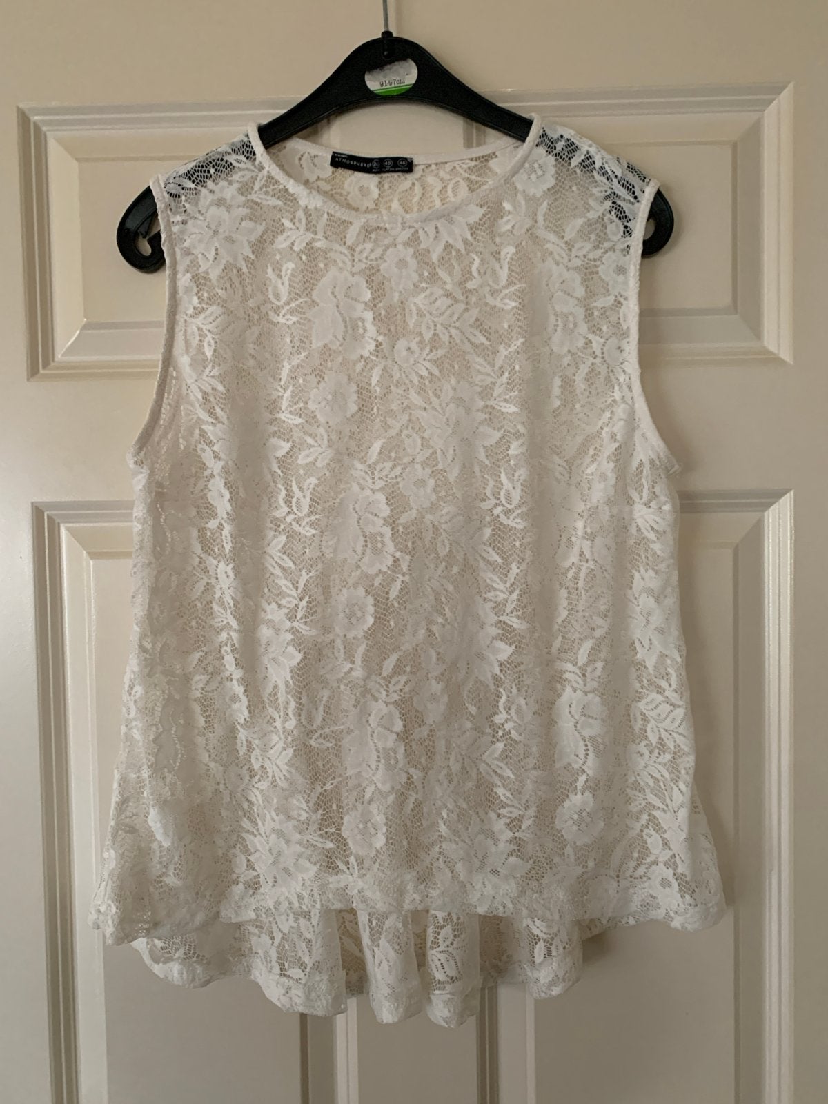 Witte kanten top zonder mouwen - Atmosphere L, Kleding | Dames, Wit, Maat 46/48 (XL) of groter, Ophalen of Verzenden, Zo goed als nieuw