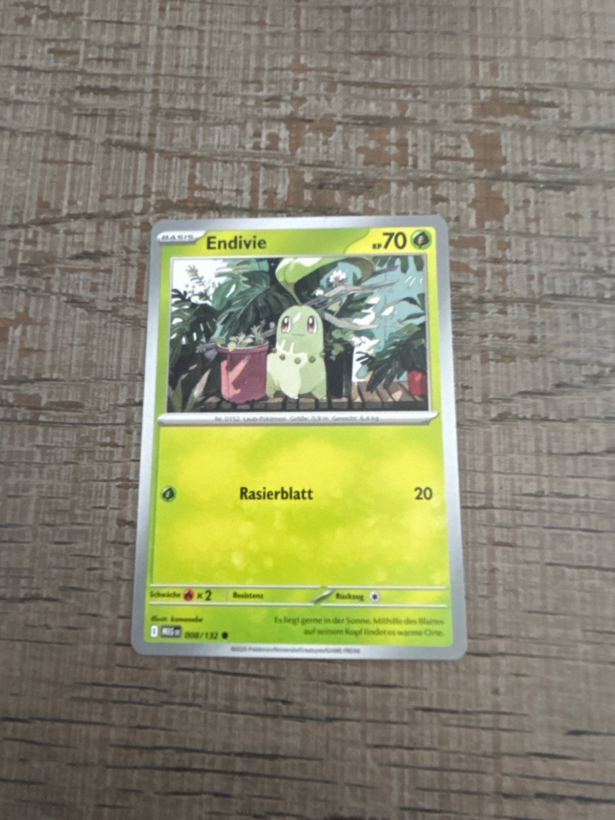 Pokémon Kaart: Endivie (Chikorita) - Basis 70 HP, Ophalen of Verzenden, Zo goed als nieuw, Losse kaart