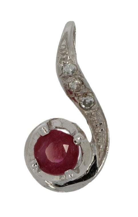 Robijn diamanten 14k gouden fraaie ketting hanger briljant