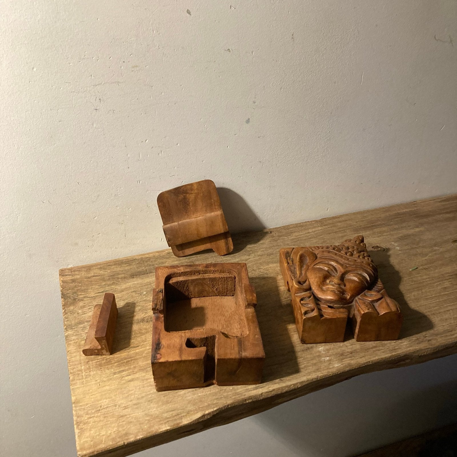 Handgesneden Indonesisch Houten Puzzel Kistje, Antiek en Kunst, Ophalen of Verzenden