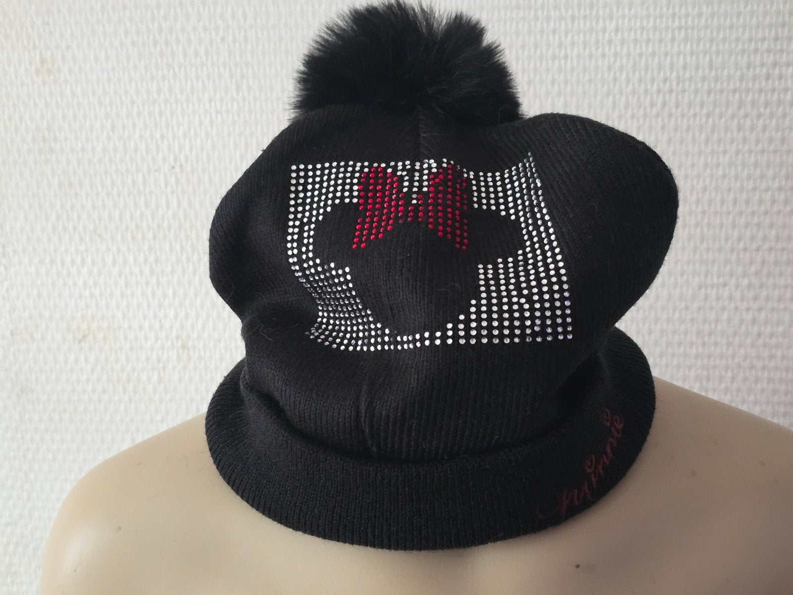Primark/Disney Minnie Muts met pompon  Zwart, Primark, Ophalen of Verzenden, Zo goed als nieuw, Muts