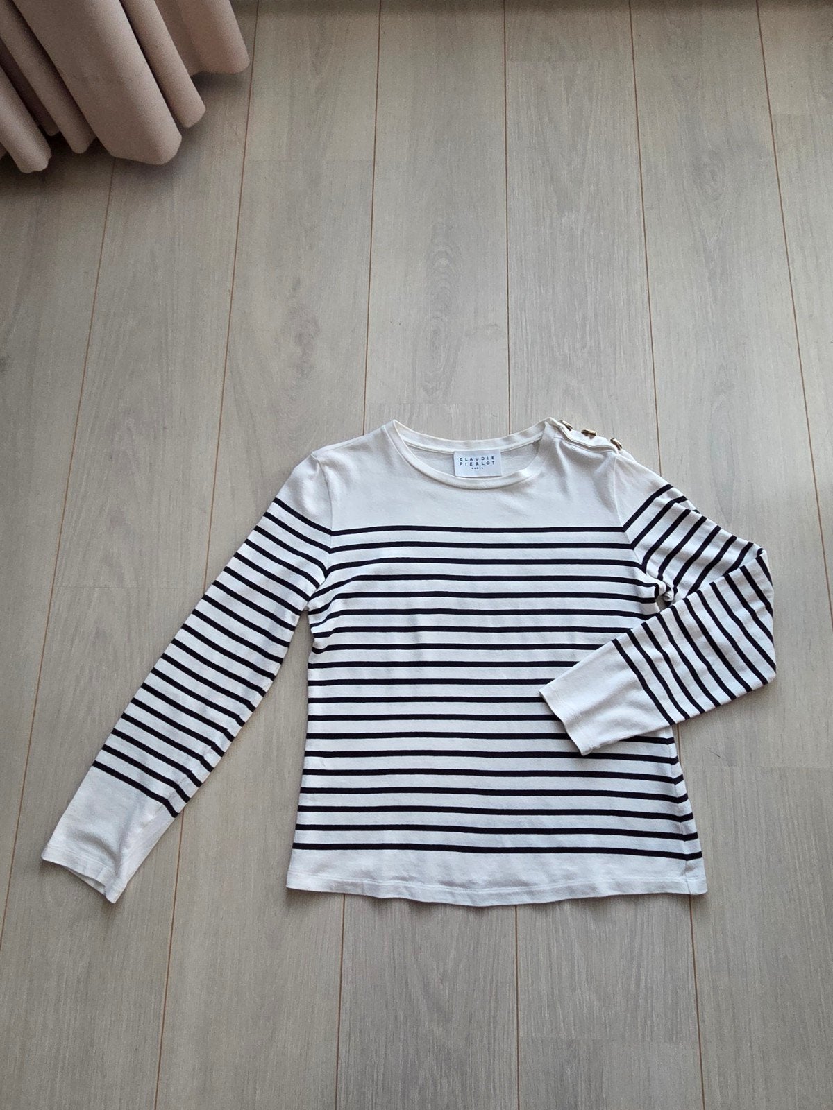 Claudie Pierlot Paris dunne zachte trui gestreept wit M, Maat 38/40 (M), Wit, Claudie Pierlot, Ophalen of Verzenden