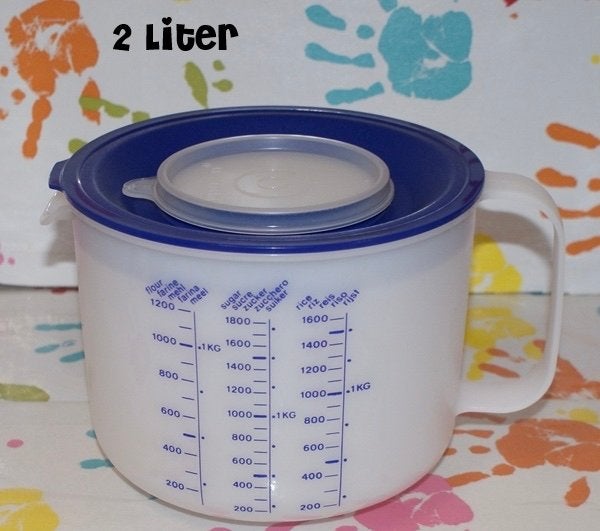 Tupperware Mix 'n Meet maatkan, 2 liter, Huis en Inrichting, Keuken | Tupperware, Gebruikt, Blauw, Beker of Kan, Ophalen of Verzenden