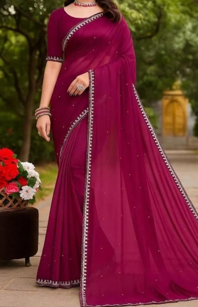 Sari/Saree, Maat 38/40 (M), Overige typen, Paars, Nieuw